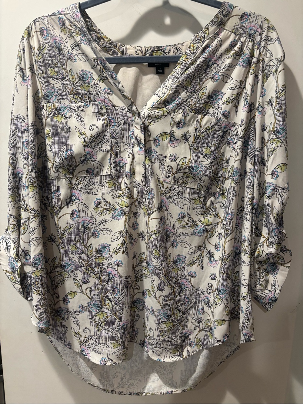 Torrid Harper Geo Floral Peacock Print Pullover Blouse Size 1 (1X)